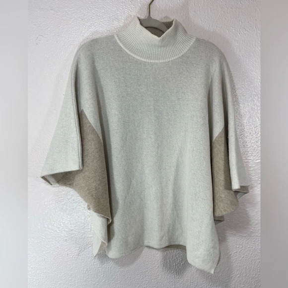 Note di Anita Merino Wool/Cashmere Blend Sweater Poncho Women’s OS Italy Neutral - Picture 1 of 10